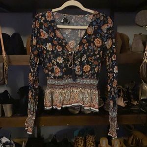 Boho blouse with tie tassels